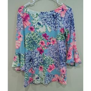 Lilly Pulitzer Fontaine Bell Sleeve Top in Special Delivery Multi Size Small